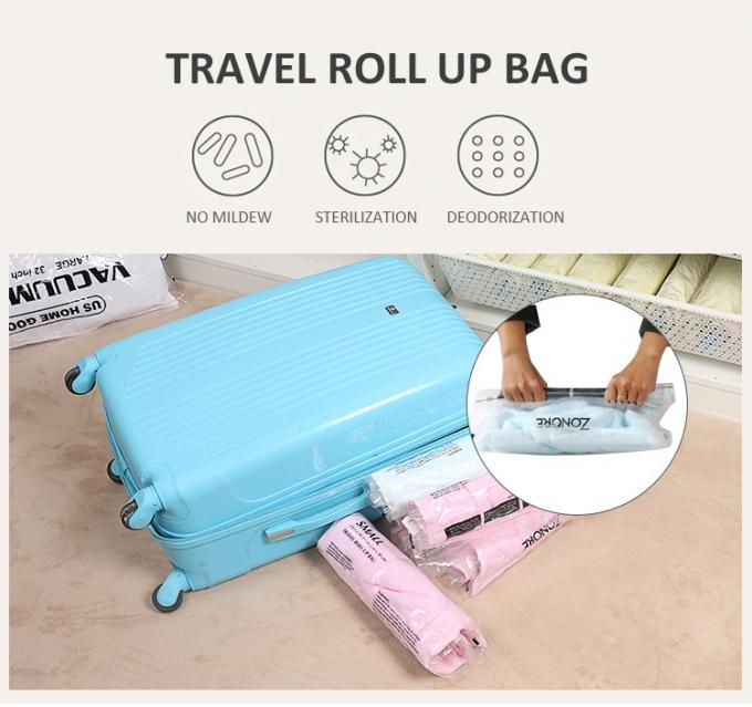 Op maat gemaakte reisvacuümzak Plastic verpakkingshandtas rolvacuümzak met rits voor bagage 0