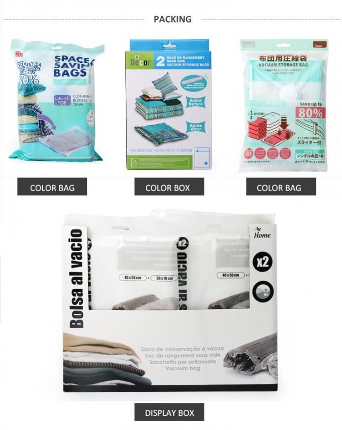 Handdruk Reizen Vacuümopslagzak Roll Up Vacuümruimtezak 7