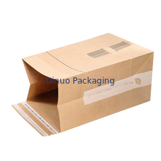 Vlakke de Bodemzak van douanelogo printing biodegradable kraft paper voor Pakket het Verschepen