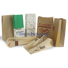 Gepersonaliseerde grootte voedsel platte bodem dunne kraft brood papier zak zonder handvat met logo