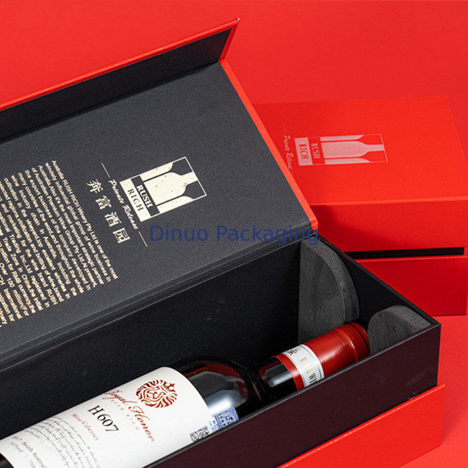 Douane het Hete Goud Gedrukte Document Vakje Vakje van de het Pakketgift van de Douane Rode Witte Wijn voor Levering