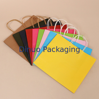 De Gift Verpakkende Zak van douanelogo printing reusable kraft paper met Handvat