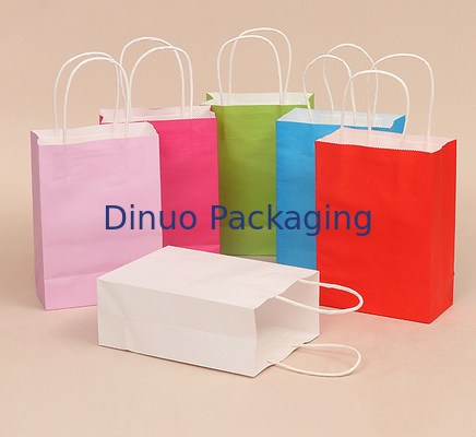 De Gift Verpakkende Zak van douanelogo printing reusable kraft paper met Handvat