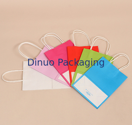 De Gift Verpakkende Zak van douanelogo printing reusable kraft paper met Handvat
