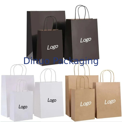 Recyclebare winkels Kraft bruine papieren zak Flat Handle Food Packaging Takeaway zakken
