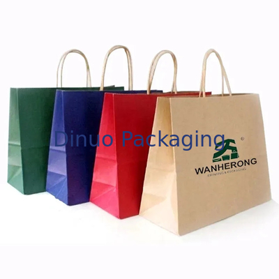 Recyclebare winkels Kraft bruine papieren zak Flat Handle Food Packaging Takeaway zakken