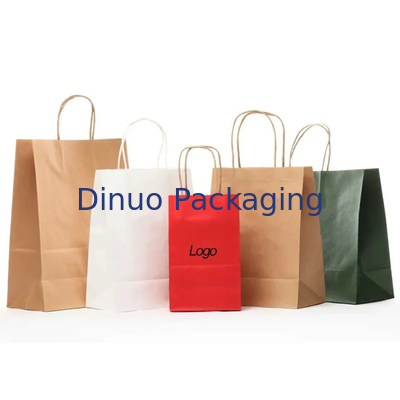 Recyclebare winkels Kraft bruine papieren zak Flat Handle Food Packaging Takeaway zakken