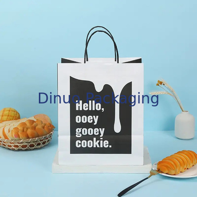 Op maat gedrukte winkeltas van kraftpapier met handvat restaurant fastfood takeaway tas