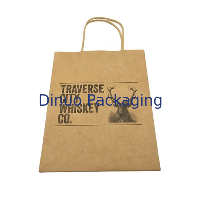 Custom Brown Kraft Paper Shopping Bag Recyclebare papieren cadeautassen met handvaten