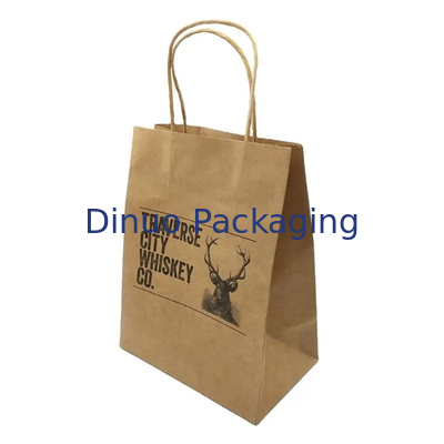 Custom Brown Kraft Paper Shopping Bag Recyclebare papieren cadeautassen met handvaten