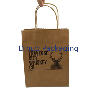 Custom Brown Kraft Paper Shopping Bag Recyclebare papieren cadeautassen met handvaten