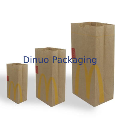 Gepersonaliseerde grootte voedsel platte bodem dunne kraft brood papier zak zonder handvat met logo