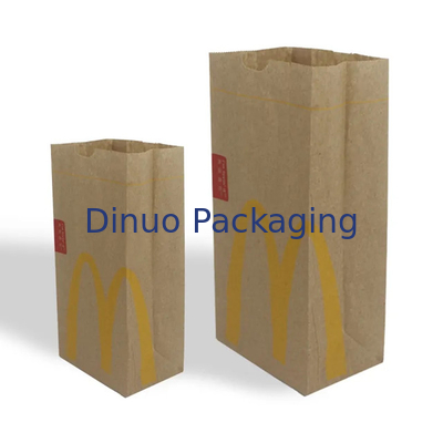 Gepersonaliseerde grootte voedsel platte bodem dunne kraft brood papier zak zonder handvat met logo