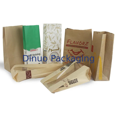 Gepersonaliseerde grootte voedsel platte bodem dunne kraft brood papier zak zonder handvat met logo