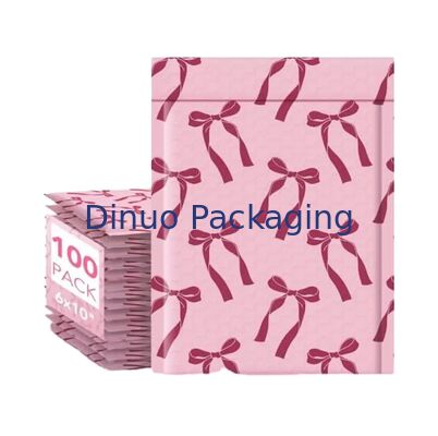 Roze Bow Design Pack Bubble Mailing Bag Waterdichte scheurbestendige gewatteerde enveloppen voor kleine zakelijke verzending