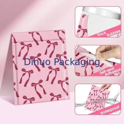 Roze Bow Design Pack Bubble Mailing Bag Waterdichte scheurbestendige gewatteerde enveloppen voor kleine zakelijke verzending
