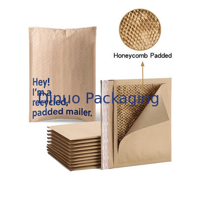 Op maat gemaakte composteerbare kraftpapieren enveloppen mailers recycleerbare 100% biologisch afbreekbare honingraat gevulde verzendverpakkingen postzakken